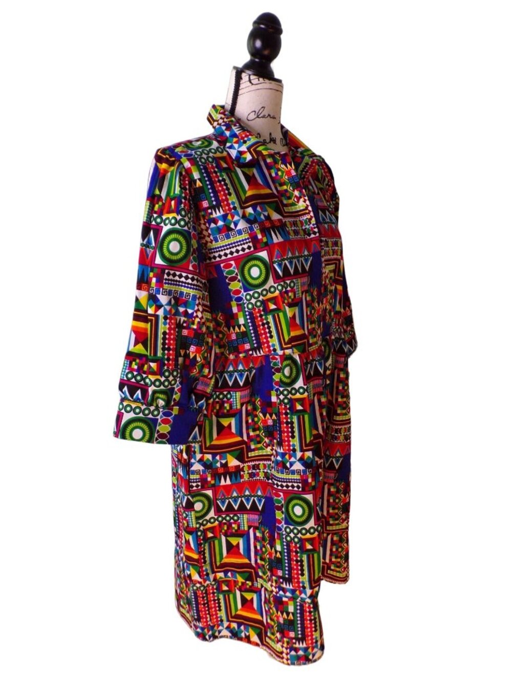 🆕 The Oula Company Geometric Print Cotton Dress Pockets Small - Picture 11 of 16